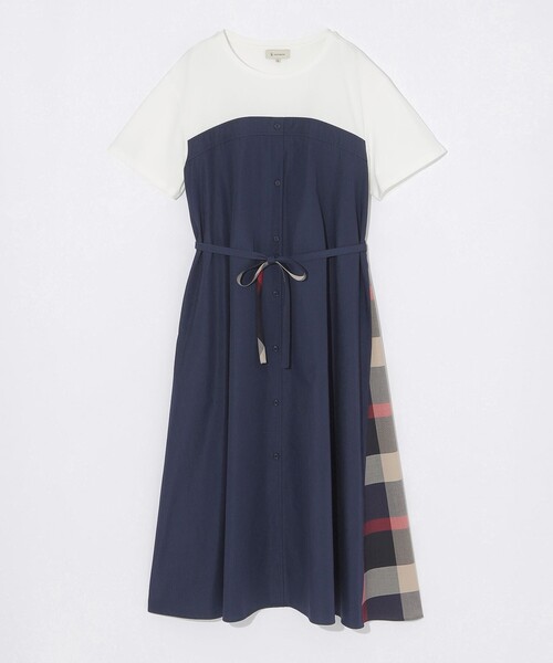 CB CRESTBRIDGE（シービークレストブリッジ）の「ハーフスリーブコンビワンピース（ワンピース・レディース・ベージュ/ダークネイビー・M/S）」の9枚目の写真