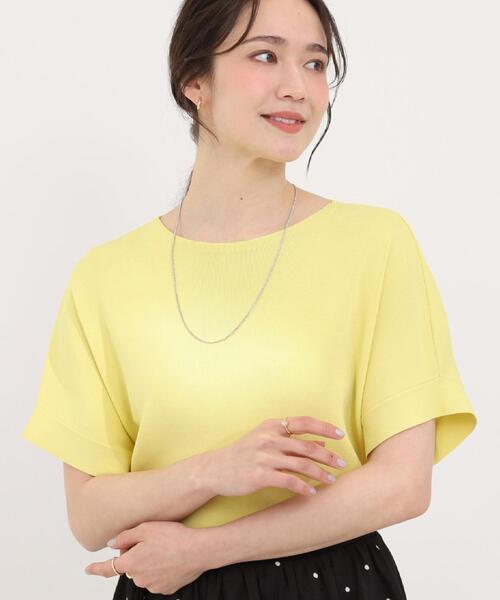 SHOO・LA・RUE(シューラルー)の「【毎日洗える/ひんやり/UV/S-LL】二の腕隠れる さらっとドルマン半袖ニット(ニット/セーター・レディース・アイボリー/ブラック/イエロー系その他/アイボリー系2/グレー系7/ブルー/ダークブラウン系2/ピンク系・01/02/03/04)」の7枚目の写真