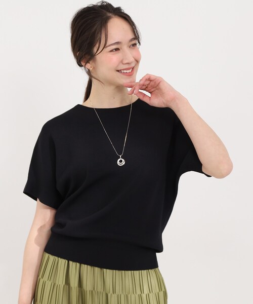 SHOO・LA・RUE(シューラルー)の「【毎日洗える/ひんやり/UV/S-LL】二の腕隠れる さらっとドルマン半袖ニット(ニット/セーター・レディース・アイボリー/ブラック/イエロー系その他/アイボリー系2/グレー系7/ブルー/ダークブラウン系2/ピンク系・01/02/03/04)」の13枚目の写真