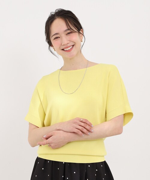 SHOO・LA・RUE(シューラルー)の「【毎日洗える/ひんやり/UV/S-LL】二の腕隠れる さらっとドルマン半袖ニット(ニット/セーター・レディース・アイボリー/ブラック/イエロー系その他/アイボリー系2/グレー系7/ブルー/ダークブラウン系2/ピンク系・01/02/03/04)」の18枚目の写真