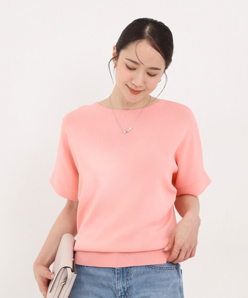SHOO・LA・RUE（シューラルー）の「【毎日洗える/ひんやり/UV】二の腕隠れる さらっとドルマン半袖ニット（ニット/セーター・レディース・アイボリー/ブラック/イエロー系その他/アイボリー系2/グレー系7/ブルー/ダークブラウン系2/ピンク系・01/02/03/04）」の18枚目の写真