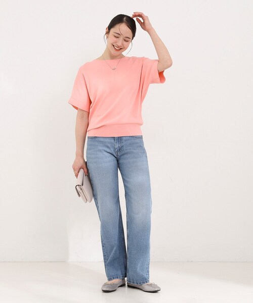 SHOO・LA・RUE（シューラルー）の「【毎日洗える/ひんやり/UV】二の腕隠れる さらっとドルマン半袖ニット（ニット/セーター・レディース・アイボリー/ブラック/イエロー系その他/アイボリー系2/グレー系7/ブルー/ダークブラウン系2/ピンク系・01/02/03/04）」の20枚目の写真