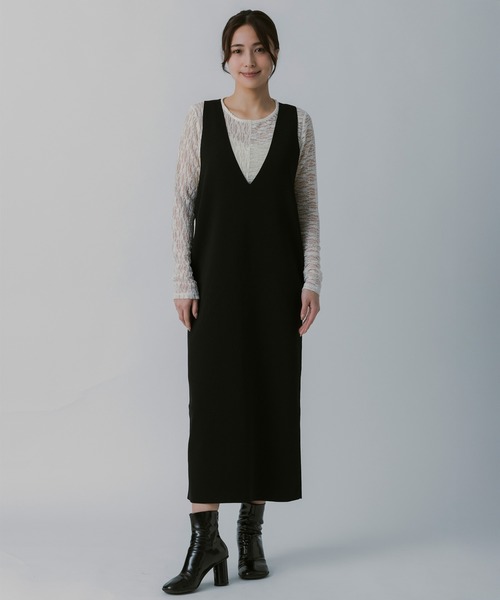 AJUGA.(アジュガ)の「ソフトラインニットワンピース(ワンピース・レディース・ブラック・FREE)」の1枚目の写真