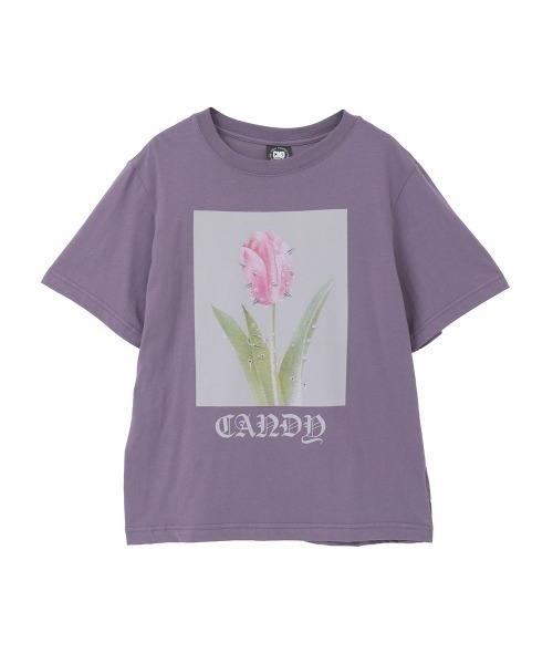 Candy Stripper(キャンディストリッパー)の「PIERCED TULIP Tシャツ(Tシャツ/カットソー・レディース・パープル/ライトブルー/ブラック/オフホワイト・M/L/XL)」の4枚目の写真