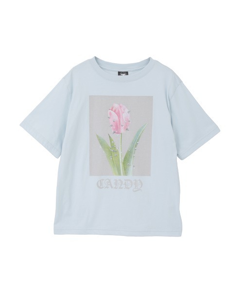 Candy Stripper(キャンディストリッパー)の「PIERCED TULIP Tシャツ(Tシャツ/カットソー・レディース・パープル/ライトブルー/ブラック/オフホワイト・M/L/XL)」の3枚目の写真