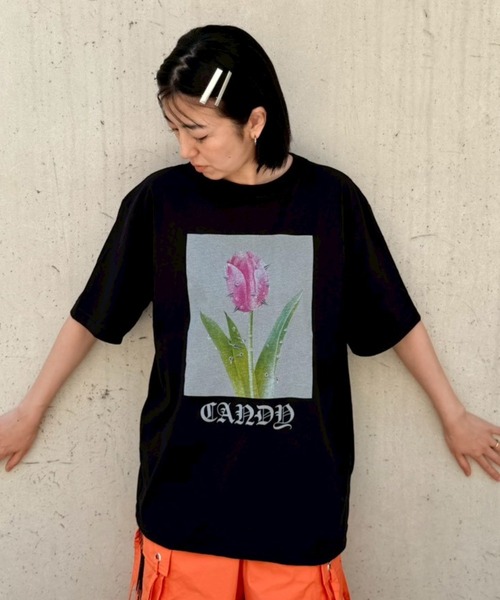 Candy Stripper(キャンディストリッパー)の「PIERCED TULIP Tシャツ(Tシャツ/カットソー・レディース・パープル/ライトブルー/ブラック/オフホワイト・M/L/XL)」の11枚目の写真