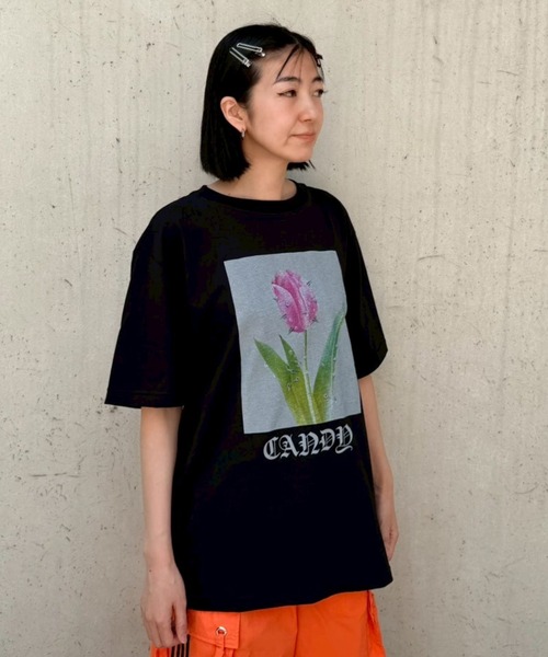 Candy Stripper(キャンディストリッパー)の「PIERCED TULIP Tシャツ(Tシャツ/カットソー・レディース・パープル/ライトブルー/ブラック/オフホワイト・M/L/XL)」の12枚目の写真