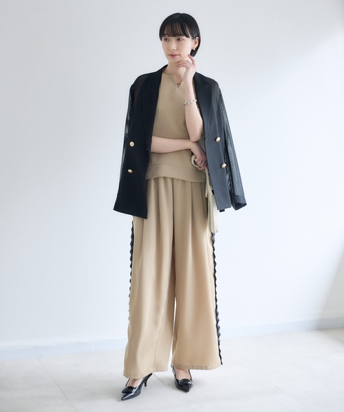 Paradise Picnic（パラダイスピクニック）の「TRANOI. ヴィンテージサテンフリルパンツ（その他パンツ・レディース・ブラック/ベージュ・FREE）」の17枚目の写真