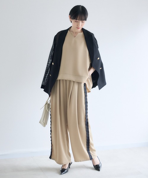 Paradise Picnic（パラダイスピクニック）の「TRANOI. ヴィンテージサテンフリルパンツ（その他パンツ・レディース・ブラック/ベージュ・FREE）」の18枚目の写真