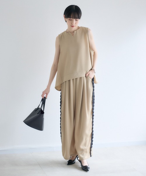 Paradise Picnic（パラダイスピクニック）の「TRANOI. ヴィンテージサテンフリルパンツ（その他パンツ・レディース・ブラック/ベージュ・FREE）」の21枚目の写真