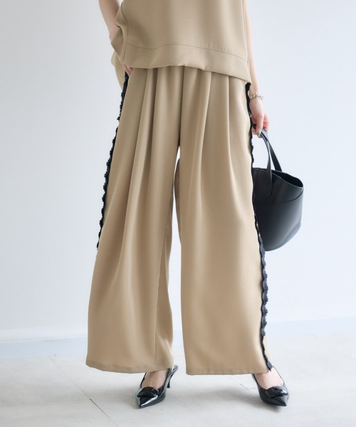 Paradise Picnic（パラダイスピクニック）の「TRANOI. ヴィンテージサテンフリルパンツ（その他パンツ・レディース・ブラック/ベージュ・FREE）」の22枚目の写真