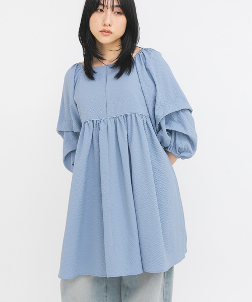 KBF（ケイビーエフ）の「タックスリーブミニワンピース（ワンピース・レディース・アイボリー/ブラック/ブルー・ONE）」の19枚目の写真