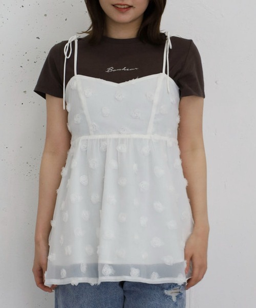 archives(アルシーヴ)の「刺繍コンパクトT(Tシャツ/カットソー・レディース・オフホワイト/ピンク/ブラウン/チャコールグレー・MEDIUM)」の4枚目の写真