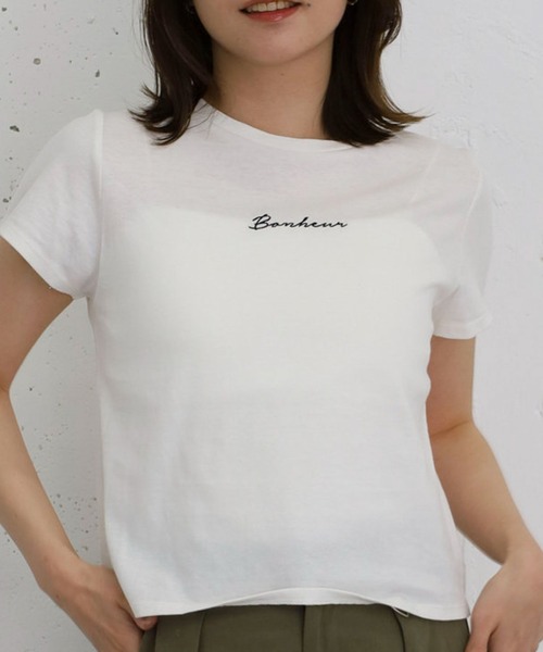 archives(アルシーヴ)の「刺繍コンパクトT(Tシャツ/カットソー・レディース・オフホワイト/ピンク/ブラウン/チャコールグレー・MEDIUM)」の15枚目の写真