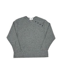 Never mind the XU / Chikashitsu+ | 【nmtc+】diagonal button border long sleeve / 【エヌエムティーシープラス】ダイアゴナルボタンボーダー長袖Tシャツ(Tシャツ/カットソー)