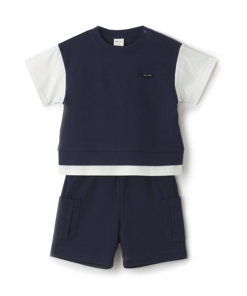 petit main(プティマイン)の「【接触冷感】ドッキングカットセットアップ(セットアップ・キッズ・エメラルド/ライトベージュ/ブルー系その他・80cm/110cm/90cm/100cm/120cm/130cm)」の3枚目の写真
