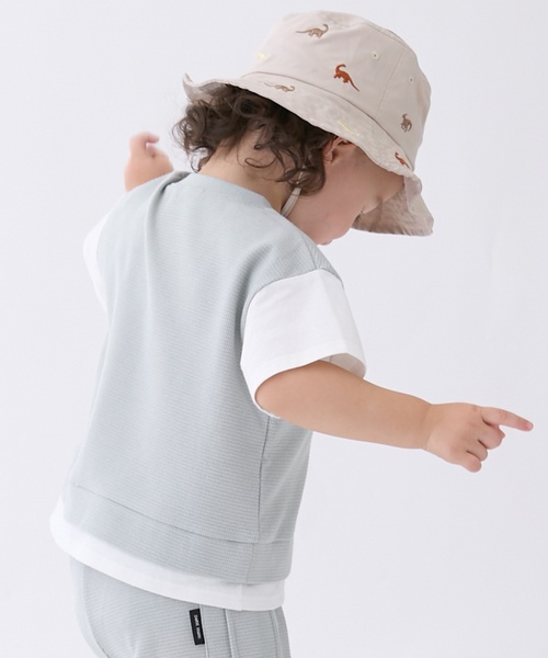 petit main(プティマイン)の「【接触冷感】ドッキングカットセットアップ(セットアップ・キッズ・エメラルド/ライトベージュ/ブルー系その他・80cm/110cm/90cm/100cm/120cm/130cm)」の6枚目の写真