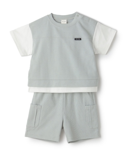 petit main(プティマイン)の「【接触冷感】ドッキングカットセットアップ(セットアップ・キッズ・エメラルド/ライトベージュ/ブルー系その他・80cm/110cm/90cm/100cm/120cm/130cm)」の8枚目の写真