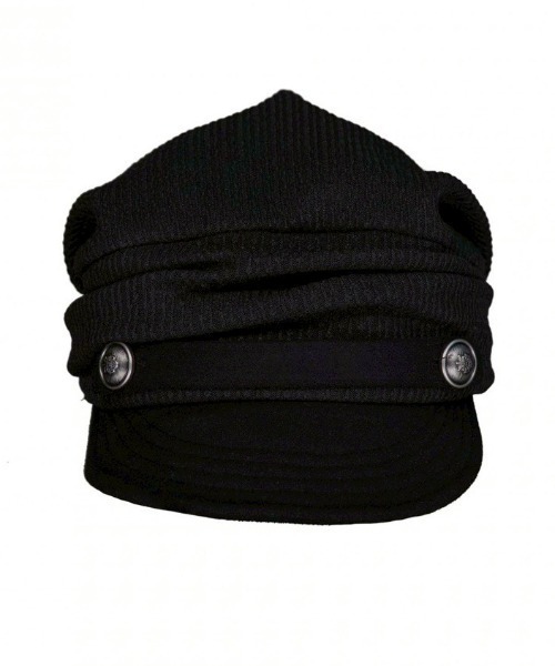 NOT KNOWING(ノットノーイング)の「【NOT KNOWING】Draped Button Knit Cap / 【ノットノーイング】ドレープドボタンニットキャップ<着用画像あり>(キャップ・レディース・ブラック/グレー・ONE SIZE)」の12枚目の写真