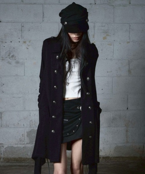 NOT KNOWING(ノットノーイング)の「【NOT KNOWING】Draped Button Knit Cap / 【ノットノーイング】ドレープドボタンニットキャップ<着用画像あり>(キャップ・レディース・ブラック/グレー・ONE SIZE)」の8枚目の写真