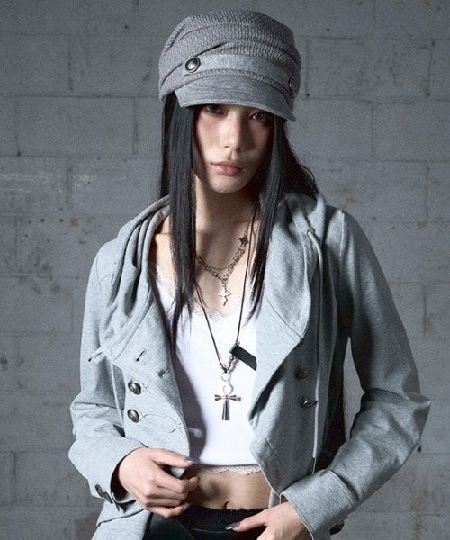 NOT KNOWING(ノットノーイング)の「【NOT KNOWING】Draped Button Knit Cap / 【ノットノーイング】ドレープドボタンニットキャップ<着用画像あり>(キャップ・レディース・ブラック/グレー・ONE SIZE)」の18枚目の写真