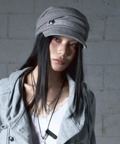 NOT KNOWING(ノットノーイング)の「【NOT KNOWING】Draped Button Knit Cap / 【ノットノーイング】ドレープドボタンニットキャップ<着用画像あり>(キャップ・レディース・ブラック/グレー・ONE SIZE)」の16枚目の写真