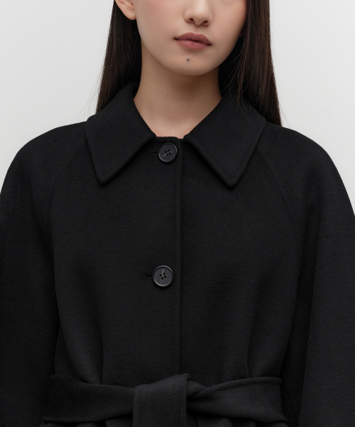 MUSINSA STANDARD WOMAN（ムシンサスタンダードウーマン）の「ウィメンズカシミヤブレンドハンドメイドハーフバルマカンローブコート[ブラック]（チェスターコート・レディース・その他・MEDIUM/LARGE/SMALL）」の4枚目の写真