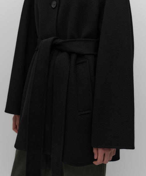MUSINSA STANDARD WOMAN（ムシンサスタンダードウーマン）の「ウィメンズカシミヤブレンドハンドメイドハーフバルマカンローブコート[ブラック]（チェスターコート・レディース・その他・MEDIUM/LARGE/SMALL）」の6枚目の写真