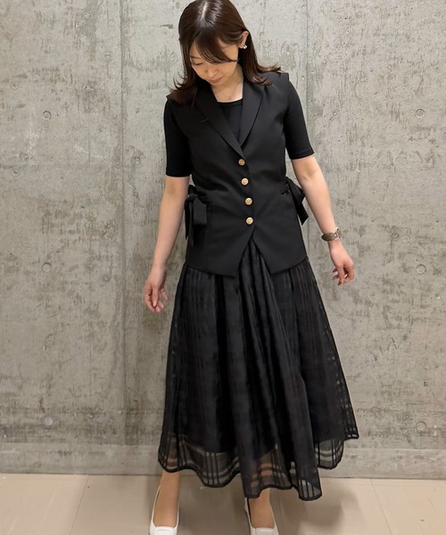 ST.ROONEY（セントルーニー）の「テーラードリボンジレ【低身長・小柄女性向け】（ベスト・レディース・ブラック/ホワイト/ベージュ・XS）」の8枚目の写真