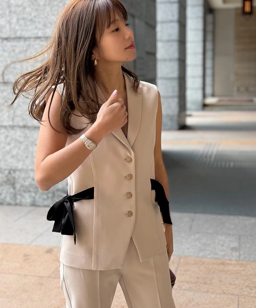ST.ROONEY（セントルーニー）の「テーラードリボンジレ【低身長・小柄女性向け】（ベスト・レディース・ブラック/ホワイト/ベージュ・XS）」の12枚目の写真