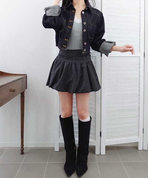 unnu(ユヌ)の「ドットバルーンスカート【ペチパンツ付】(スカート・レディース・ブラック/アイボリー・M/S)」の6枚目の写真