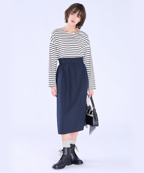 R399/美品 フランス製 agnes b ニット ロングスカート ウエストゴム ウエスト ギャザー フリル ロング スカート（スカート）｜To b. by