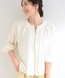 SHOO・LA・RUE（シューラルー）の「【洗濯機可/UV/S-LL】程よい透け感 襟元タック シアーブルゾン（ブルゾン）」