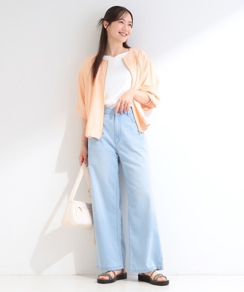 SHOO・LA・RUE(シューラルー)の「【洗濯機可/UV/S-LL】程よい透け感 襟元タック シアーブルゾン(ブルゾン・レディース・ブラウン系/オフホワイト/ブラック/オレンジ系・01/02/03/04)」の19枚目の写真