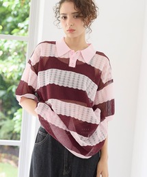 PBLIM | 《UNISEX》ボーダーメッシュSS　ボーダー / 襟トップス / シアー(ポロシャツ)