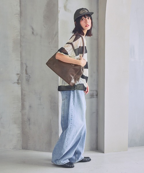 PBLIM（ページボーイリム）の「《UNISEX》ボーダーメッシュSS　ボーダー / 襟トップス / シアー（ポロシャツ・レディース・ブルー系/ホワイト系/ピンク系・FREE）」の9枚目の写真