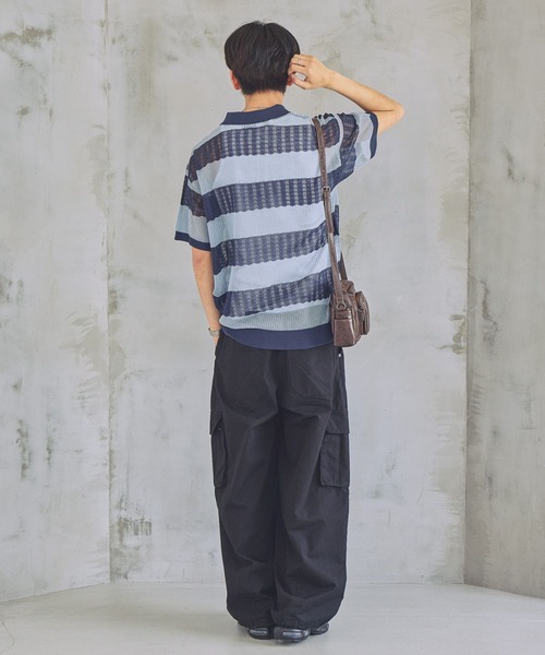 PBLIM（ページボーイリム）の「《UNISEX》ボーダーメッシュSS　ボーダー / 襟トップス / シアー（ポロシャツ・レディース・ブルー系/ホワイト系/ピンク系・FREE）」の17枚目の写真