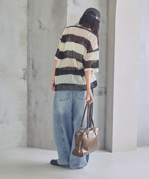 PBLIM（ページボーイリム）の「《UNISEX》ボーダーメッシュSS　ボーダー / 襟トップス / シアー（ポロシャツ・レディース・ブルー系/ホワイト系/ピンク系・FREE）」の10枚目の写真