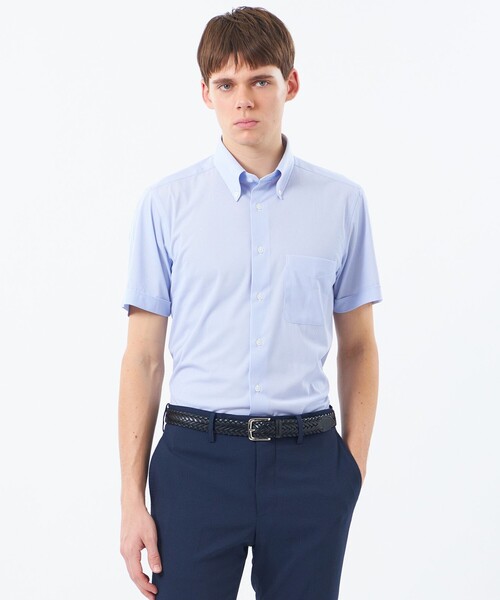 MACKINTOSH PHILOSOPHY(マッキントッシュ フィロソフィー)の「トロッター 半袖ボタンダウン トリコットジャージー(シャツ/ブラウス・メンズ・ブルー系その他7/パープル系その他7/ホワイト/ブルー系その他3・38/40)」の3枚目の写真
