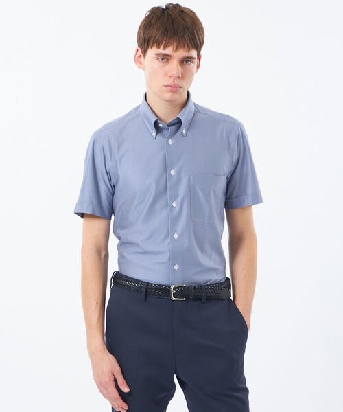MACKINTOSH PHILOSOPHY(マッキントッシュ フィロソフィー)の「トロッター 半袖ボタンダウン トリコットジャージー(シャツ/ブラウス・メンズ・ブルー系その他7/パープル系その他7/ホワイト/ブルー系その他3・38/40)」の4枚目の写真