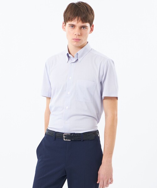 MACKINTOSH PHILOSOPHY(マッキントッシュ フィロソフィー)の「トロッター 半袖ボタンダウン トリコットジャージー(シャツ/ブラウス・メンズ・ブルー系その他7/パープル系その他7/ホワイト/ブルー系その他3・38/40)」の1枚目の写真