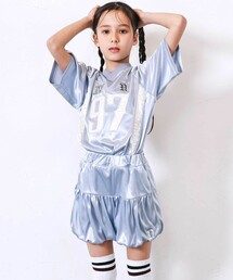 nexchic（ネクシック）の「【お揃い】レースロゴパッチサテンユニフォーム半袖Tシャツ(110~150cm)（Tシャツ/カットソー）」