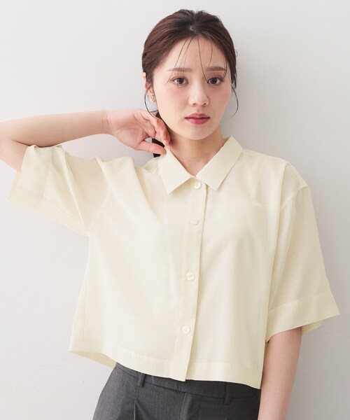 Shearvoil boxy short blouse (машинная стирка OK / Easy iron)