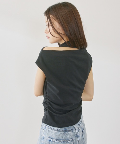 P.V.T（ピーブイティー）の「ワンショルダーアレンジデザインPO（Tシャツ/カットソー・レディース・Black/White/Red・F）」の10枚目の写真