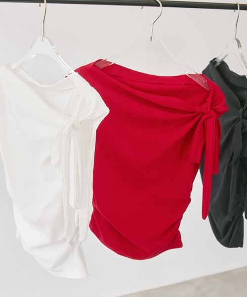 P.V.T（ピーブイティー）の「ワンショルダーアレンジデザインPO（Tシャツ/カットソー・レディース・Black/White/Red・F）」の20枚目の写真