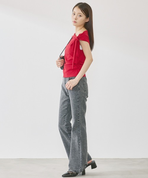 P.V.T（ピーブイティー）の「ワンショルダーアレンジデザインPO（Tシャツ/カットソー・レディース・Black/White/Red・F）」の19枚目の写真