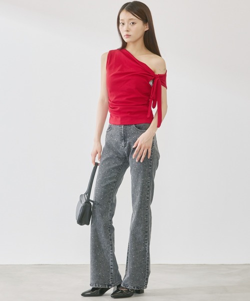 P.V.T（ピーブイティー）の「ワンショルダーアレンジデザインPO（Tシャツ/カットソー・レディース・Black/White/Red・F）」の13枚目の写真