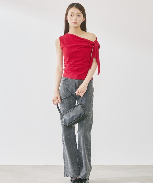 P.V.T（ピーブイティー）の「ワンショルダーアレンジデザインPO（Tシャツ/カットソー・レディース・Black/White/Red・F）」の14枚目の写真