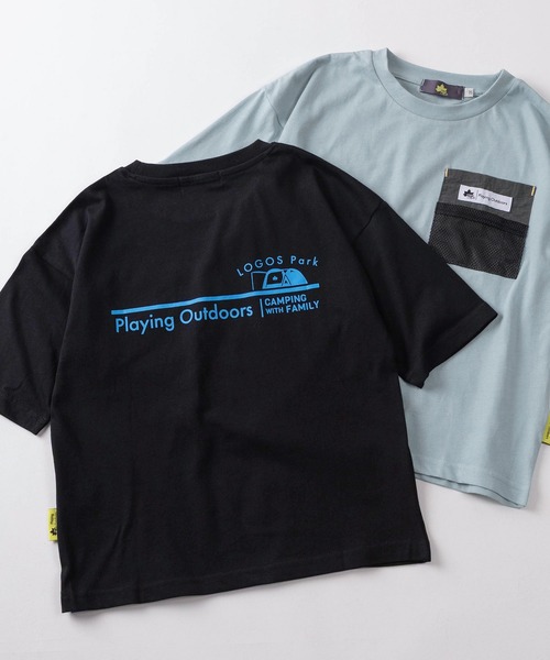 LOGOS(ロゴス)の「【99】【LOGOS/ロゴス】ロゴポケット付 バックプリント ドライ クルーネックTシャツ/吸水速乾/キッズ(Tシャツ/カットソー・キッズ・ブラック/サックスブルー/ブラック系その他/ベージュ系その他/グリーン/ベージュ・130/140/150/160)」の2枚目の写真