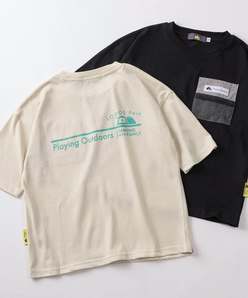 LOGOS(ロゴス)の「【99】【LOGOS/ロゴス】ロゴポケット付 バックプリント ドライ クルーネックTシャツ/吸水速乾/キッズ(Tシャツ/カットソー・キッズ・ブラック/サックスブルー/ブラック系その他/ベージュ系その他/グリーン/ベージュ・130/140/150/160)」の4枚目の写真